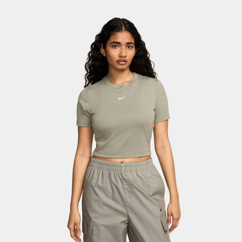 Nike Olive Green Cropped Tee and Skirt Set